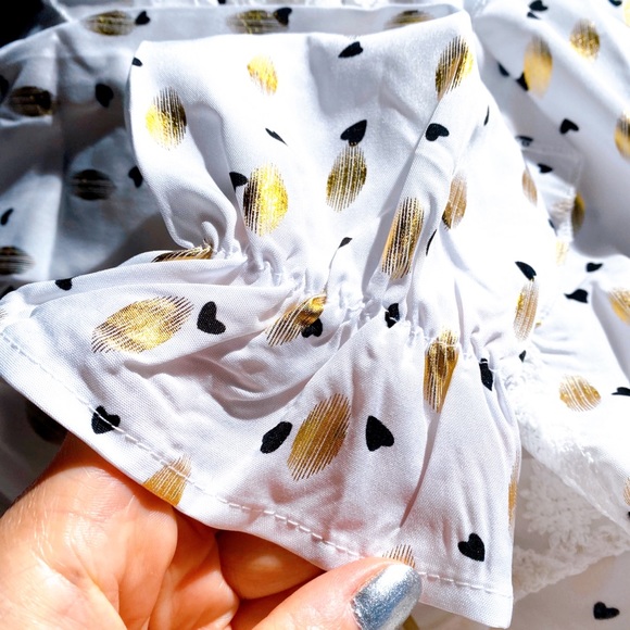 🌟 BOHO WHITE GOLD BLACK HEART RUFFLE BLOUSE! - Picture 13 of 16